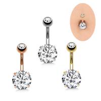Stainless Steel Belly Ring plated Unisex & with rhinestone 5mm*1.6*11mm Sold By Pair