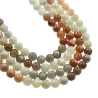 Perles Pierre de lune, Moonstone, Rond, normes différentes pour le choix, couleurs mélangées, Vendu par brin