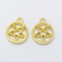 Tibetan Style Star Pendant, pentagram, gold color plated, hollow, nickel, lead & cadmium free, 17x14x2.50mm, Hole:Approx 2mm, 100PCs/Bag, Sold By Bag