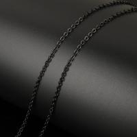 Cadena Oval de acero inoxidable, con carrete de plástico, iónico negro, 3x2.55x0.50mm, aproximado 20m/Carrete, Vendido por Carrete