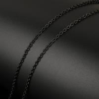 Овальный цепь из нержавеющей стали, нержавеющая сталь, с пластиковые катушки, черный покрытием, 3x2.50x0.60mm, Приблизительно 20м/Золотник, продается Золотник