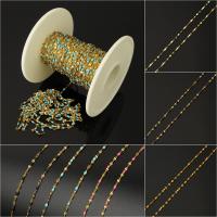 Acier inoxydable chaîne de bijoux, avec bobine plastique, plus de couleurs à choisir, 7x1.50x1.50mm, Environ 10m/bobine, Vendu par bobine