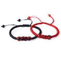 Agate Woven Ball Bracelets, with Polyester Cord, adjustable & different styles for choice & for couple, black and red, nickel, lead & cadmium free, 6mm, Sold By Strand