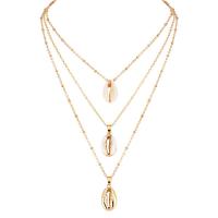 Zinc Alloy Jewelry Necklace with Shell plated three layers & for woman golden Sold Per Approx 15.7 Inch Strand