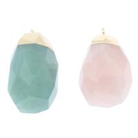Natural Aventurine Pendants, Green Aventurine, with Brass, faceted, more colors for choice, nickel, lead & cadmium free, 20x29mm-20x35mm, Hole:Approx 2mm, Sold By PC