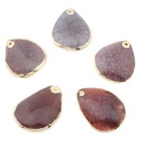 Dragon Veins Agate Pendant with Brass faceted henna nickel lead & cadmium free - Approx 2mm Approx Sold By Bag