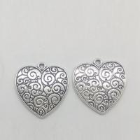 Zinc Alloy Heart Pendler, antik sølv farve forgyldt, nikkel, bly & cadmium fri, 24x23x2.40mm, 50pc'er/Bag, Solgt af Bag