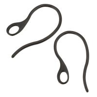 Stainless Steel Hook Earwire, black, 12x22x1mm,1mm, Hole:Approx 2.5x3.5mm, Approx 100PCs/Lot, Sold By Lot