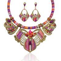 Resin Jewelry Sets, Stud Earring & necklace, with Tibetan Style, plated, for woman & enamel, 450mm,35*70mm, Length:Approx 17.7 Inch, Sold By Set