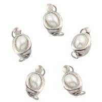Brass Box Clasp, with ABS Plastic Pearl, plated, platinum color, nickel, lead & cadmium free, 6x8x6mm, Hole:Approx 2mm, Approx 50PC/Bag, Sold By Bag