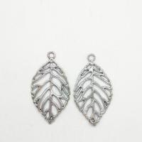 Tibetan Style Leaf Pendants, antique silver color plated, hollow, nickel, lead & cadmium free, 48x26x1.40mm, Hole:Approx 2mm, 50PCs/Bag, Sold By Bag