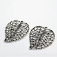 Tibetan Style Leaf Pendants, antique silver color plated, hollow, nickel, lead & cadmium free, 42x34x2.30mm, Hole:Approx 1mm, 50PCs/Bag, Sold By Bag