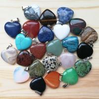Gemstone Pendants Jewelry, Heart, polished, different materials for choice & Unisex, 20mm, Hole:Approx 2mm, 10PCs/Bag, Sold By Bag