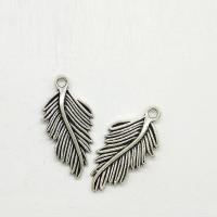 Tibetan Style Leaf Pendants, antique silver color plated, nickel, lead & cadmium free, 28x15x2.50mm, Hole:Approx 2mm, 100PCs/Bag, Sold By Bag