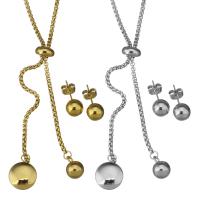 Fashion Stainless Steel Jewelry Sets, Stud Earring & necklace, box chain & for woman, more colors for choice, 12x16mm,2mm,8mm, Length:Approx 19 Inch, Sold By Set