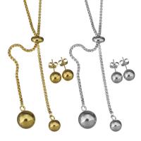 Parures de bijoux en acier inoxydable, Boucle d’oreille stud & collier, chaîne de boîte & pour femme, plus de couleurs à choisir, 12x16mm,2mm,8mm, Longueur:Environ 19 pouce, Vendu par fixé