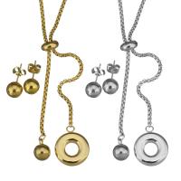 Fashion Stainless Steel Jewelry Sets, Stud Earring & necklace, box chain & for woman, more colors for choice, 16x20mm,2mm,8mm, Length:Approx 19 Inch, Sold By Set