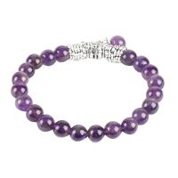 Pierre naturelle bracelet, avec alliage de zinc, Placage, pour femme, violet, 8mm, Vendu par Environ 7.8 pouce brin