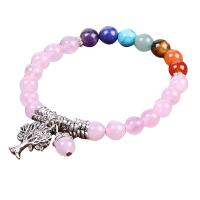 Natural Stone Bracelet with Zinc Alloy plated for woman multi-colored 8mm Sold Per Approx 6.7 Inch Strand