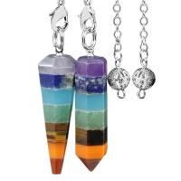 Natural Stone Pendulum with Brass plated Unisex multi-colored 46mm*11mm 46mm*13mm Sold Per Approx 7.0 Inch Strand