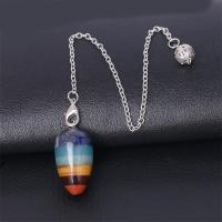 Natural Stone Pendulum with Brass plated Unisex multi-colored Sold Per Approx 7.0 Inch Strand