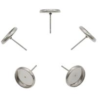 Stainless Steel Earring Stud Component, different size for choice, original color, Sold By Bag