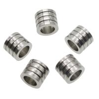 Stainless Steel Large Hole Beads, Column, original color, 7x8mm, Hole:Approx 5mm, Approx 48PCs/Bag, Sold By Bag