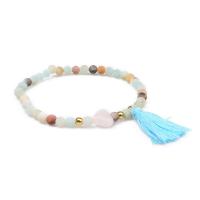 Gemstone Bracelets, with Cotton Thread, Tassel, adjustable & different styles for choice & for woman, 5mm, Sold Per Approx 6 Inch Strand