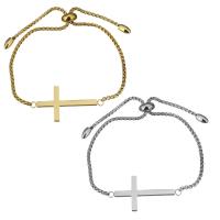Stainless Steel Jewelry Bracelet, Cross, box chain & for woman, more colors for choice, 38x19mm,2mm, Sold Per Approx 6-9 Inch Strand