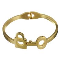 Bracelete de aço inoxidável, Fechamento e chave, para mulher, dourado, 20mm,57x50mm, vendido por PC