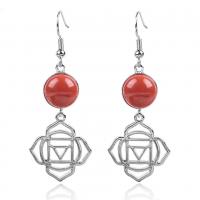 Natural Stone Drop Earring with Zinc Alloy plated & for woman Sold By Pair