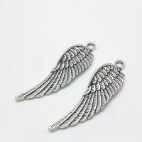 Wing Shaped Tibetan Style Pendants, antique silver color plated, nickel, lead & cadmium free, 49x14x2mm, Hole:Approx 2mm, 50PCs/Bag, Sold By Bag