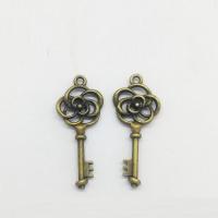 Tibetan Style Key Pendants, antique bronze color plated, hollow, nickel, lead & cadmium free, 26x11x2.50mm, Hole:Approx 2mm, 100PCs/Bag, Sold By Bag