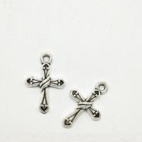 Tibetan Style Cross Pendants, antique silver color plated, nickel, lead & cadmium free, 21x14x2.60mm, Hole:Approx 1mm, 100PCs/Bag, Sold By Bag