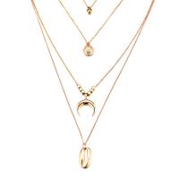 Mode-Multi-Layer-Halskette, Zinklegierung, plattiert, mehrschichtig & für Frau, keine, verkauft per ca. 13.7 ZollInch Strang