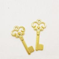 Tibetan Style Key Pendants, gold color plated, nickel, lead & cadmium free, 21x10x1mm, Hole:Approx 1mm, 100PCs/Bag, Sold By Bag