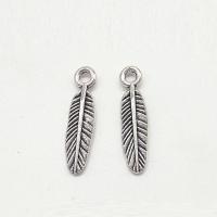 Tibetan Style Feather Pendants, antique silver color plated, nickel, lead & cadmium free, 20x5x1.50mm, Hole:Approx 2mm, 100PCs/Bag, Sold By Bag
