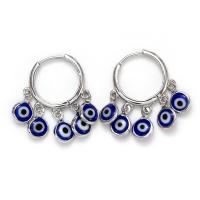Zinc Alloy Drop Earring platinum color plated evil eye pattern & for woman blue nickel lead & cadmium free 28*6mm Sold By Pair