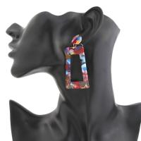 Акрил Сережка, с нержавеющая сталь, Трапеция, ювелирные изделия моды & Женский, Много цветов для выбора, 27x63mm, продается Пара