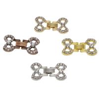 Brass Fold Over Clasp, plated, with rhinestone, more colors for choice, nickel, lead & cadmium free, 32x16x6mm, Approx 10PCs/Bag, Sold By Bag