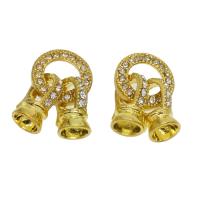 Zinc Alloy Spring Ring Clasp gold color plated with rhinestone nickel lead & cadmium free Approx Sold By Bag