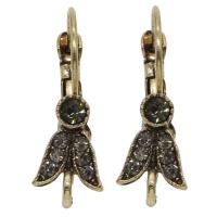 Brass Lever Back Earring Component antique bronze color plated with rhinestone nickel lead & cadmium free Approx Sold By Bag
