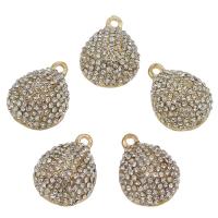 Rhinestone Brass Pendants, gold color plated, with rhinestone, nickel, lead & cadmium free, 18x23x8mm, Hole:Approx 2mm, Approx 10PCs/Bag, Sold By Bag