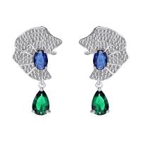 Cubic Zirconia Micro Pave Brass Earring, Teardrop, platinum color plated, micro pave cubic zirconia & for woman, more colors for choice, nickel, lead & cadmium free, 15x30mm, Sold By Pair