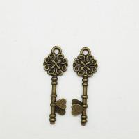 Tibetan Style Key Pendants, antique bronze color plated, nickel, lead & cadmium free, 33x11x1.60mm, Hole:Approx 2mm, 100PCs/Bag, Sold By Bag
