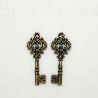 Zinklegierung Schlüssel Anhänger, antike Bronzefarbe plattiert, frei von Nickel, Blei & Kadmium, 33x12x1.60mm, Bohrung:ca. 2mm, 100PCs/Tasche, verkauft von Tasche