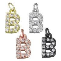 Cubic Zirconia Micro Pave Brass Pendant Letter B plated micro pave cubic zirconia nickel lead & cadmium free Approx 3mm Sold By PC