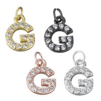 Cubic Zirconia Micro Pave Brass Beads, Letter G, plated, micro pave cubic zirconia, more colors for choice, nickel, lead & cadmium free, 8x11x2mm, Hole:Approx 3mm, Sold By PC