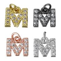 Cubic Zirconia Micro Pave Brass Pendant Letter M plated micro pave cubic zirconia nickel lead & cadmium free Approx 2.5mm Sold By PC