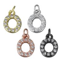 Cubic Zirconia Micro Pave Brass Pendant, Letter O, plated, micro pave cubic zirconia, more colors for choice, nickel, lead & cadmium free, 8x10.50x2mm, Hole:Approx 3mm, Sold By PC